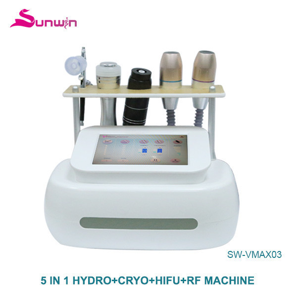 SW-VMAX03  multifunctional 5 in 1 Vmax Hifu face lift oxygen sprary BIO cold hammer skin tightening machine 