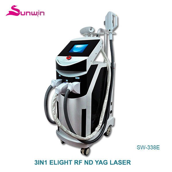 SW-338E Multifunctional IPL ELIGHT RF ND YAG LASER hair removal system freckle removal skin tightening hair removal cosmetic machine