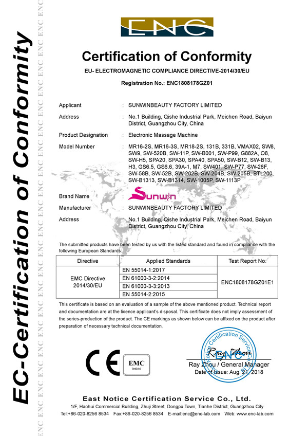 Electromagnetic CE certificate