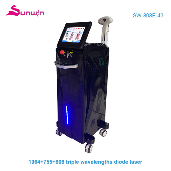 SW-808E-43 Painless and fast 3 wavelength diode laser 1064nm 755nm 808nm laser epilator hair removal machine for all skin types