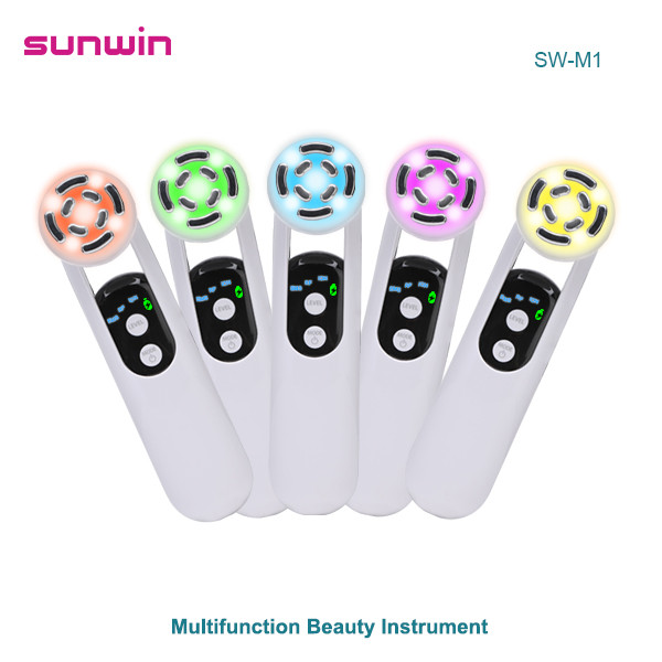 SW-M1 Portable rechargeable RF EMS LED light therapy Vibration Microcurrent face Massage beauty machine for personal home use 