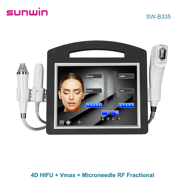 SW-B335 3 in 1 4D Hifu Vmax face lift body slimming system and RF fractional microneede skin rejuvenation