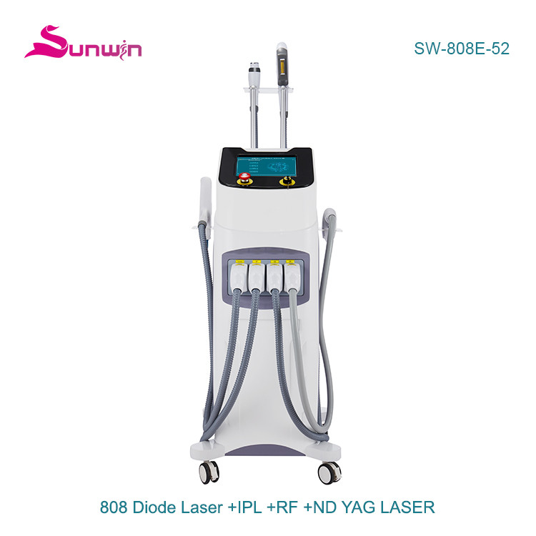 SW-808E-52  Diode laser 808+IPL+RF+Picoseond Nd Yag Laser 4 in1 beauty salon machine for hair anf tattoo removal skin rejuvenation 