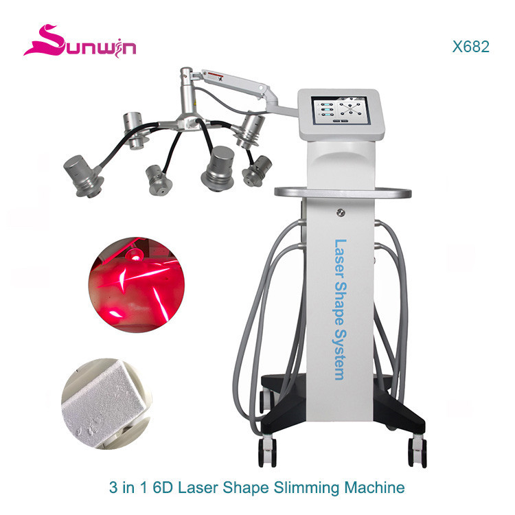X682 Non-invasive Laser Weight Loss 532nm 635nm Cold 6d Laser Body Shape Slimming Machine with cool pads